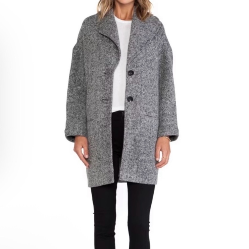 ATM Anthony Thomas Melillo Heathered Gray Oversized Fleece Over Coat Small - Picture 3 of 14